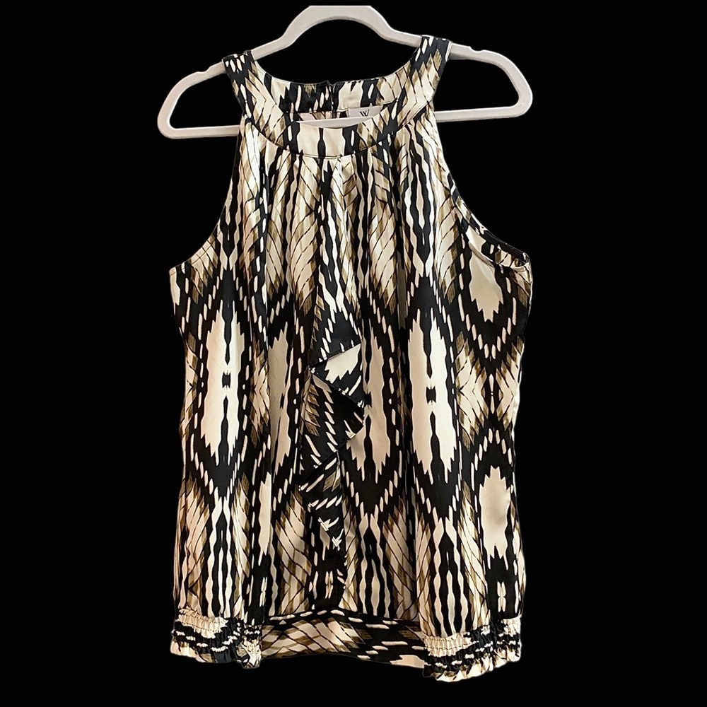 Worthington 1X satiny sleeveless multicolored top